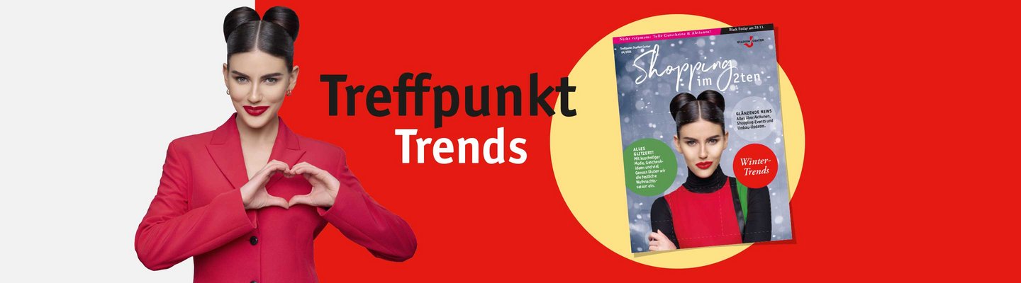 Frau in rot und Stadion Center Magazin 04/2025